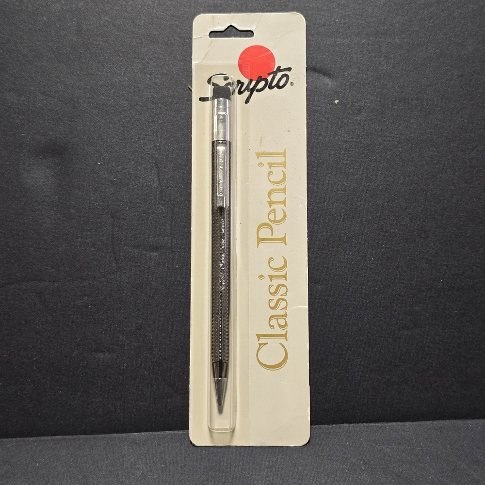 Vintage 1989 Scripto Classic Pencil K789 Twist Mechanical Silver Metal Carded
